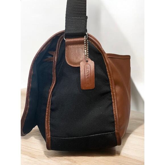 Vintage Coach 688 100th Anniversary US Olympic Leather & Nylon Messenger Bag - Picture 4 of 16